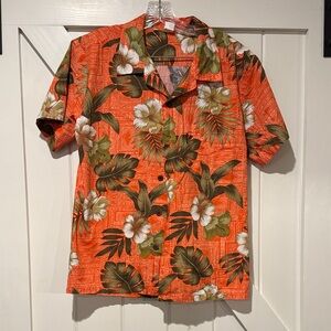 Vibrant Orange Floral Men's Casual Shirt
